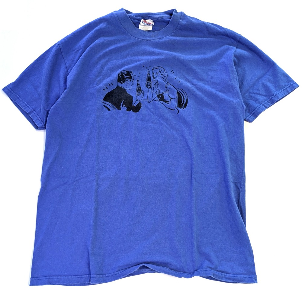 Vintage Hanes Beefy-T Blue Pepsi-Cola Graphic T-Shirt XL Single Stitch USA Made